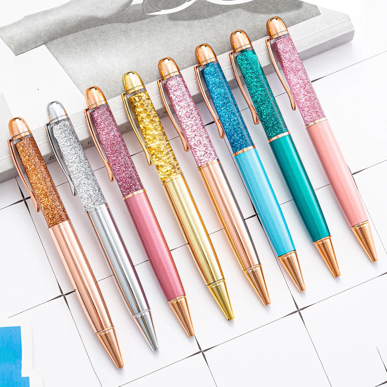 

80PCS Crystal Metal Ballpoint Pen Fashion Creative Stylus Touch for Writing Stationery Office School Gift Free Custom Logo