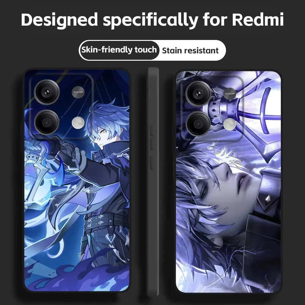 Genshin Impact Flins Soft Black Phone Case