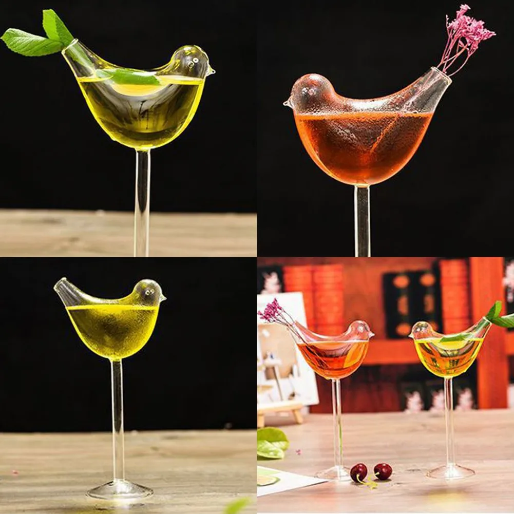 Wine Glass Creative Bird Shaped Cocktail Cup Transparent Goblet Whisky Brandy Glass for Dinner Party Birthday Gift Men Women