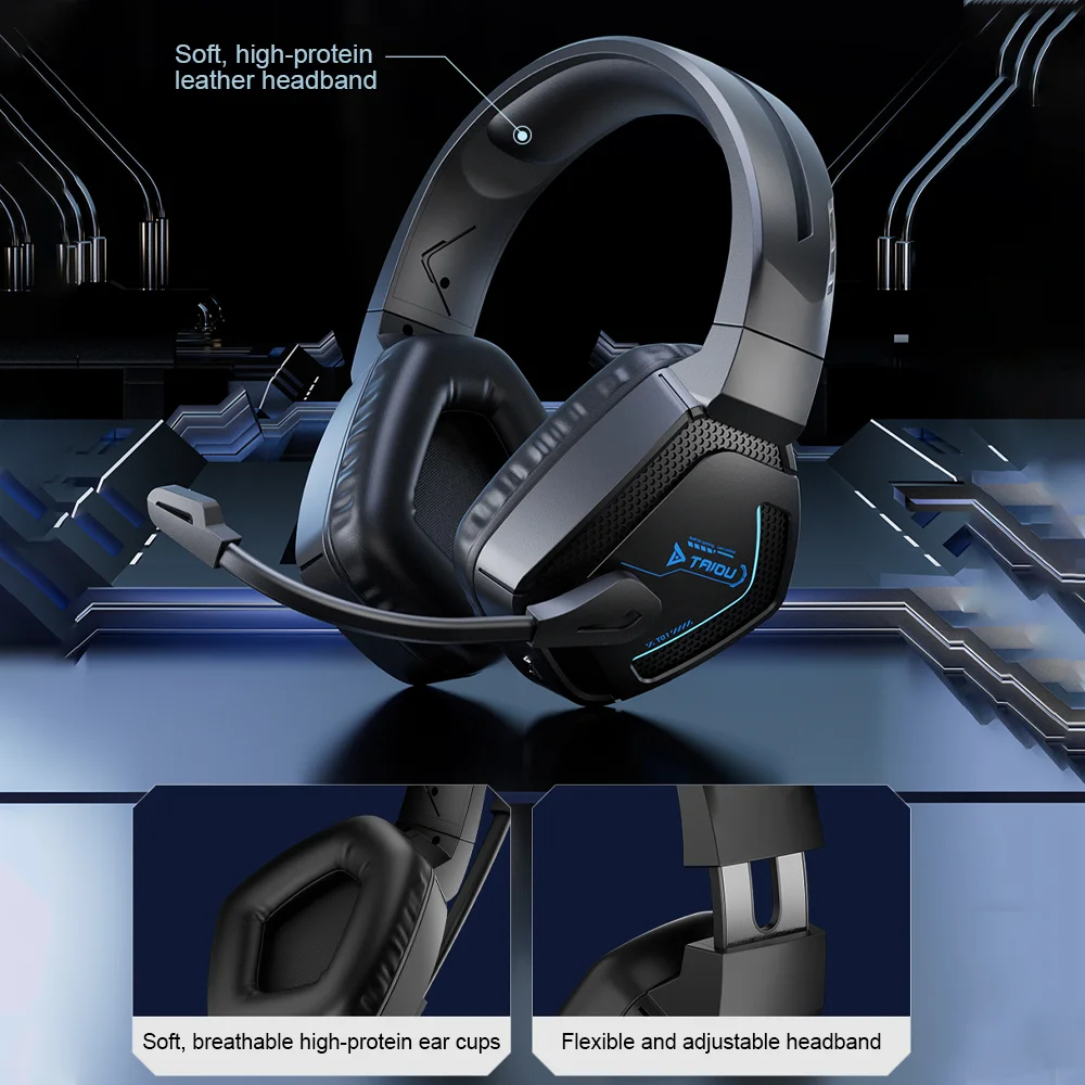 Wireless Headset 2.4G Bluetooth Wired Headphones 50mm Driver TAIDU T01 with MIC for Gaming PC Laptop Mobile Phone