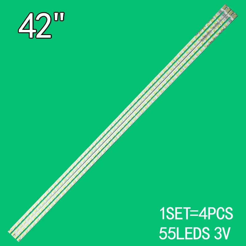 4 PCS/lot New LED Strip Backlight 55 Lamps For LED42T29GP V420H2-LE2-TREF2 V420H2-LE2-TLEF2 V420H2-LE302 new 18led 307mm led backlight strip for 24e510e 24e600e v236b1 le2 trem11 v236bj1 le2 for skyworth 24e600e 24e510e 24lb450u