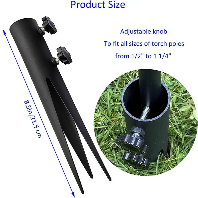 Metal Ground Spike Replacement Stakes Sturdy Outdoor Light and Garden Stakes Long Lasting Metal Torch Stake for Patio Lights