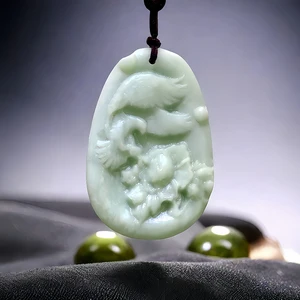 Natural Real Jade Eagle Pendant Necklace Stone Designer Carved Jewelry Accessories Talismans Luxury Gifts for Women Men Amulet