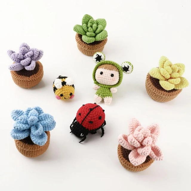 Woobles Crochet Kit For Beginners Succulents And Ladybug DIY Beginner  Crochet Kit Knitting Kit Beginner Crochet Kit DIY Animal - AliExpress