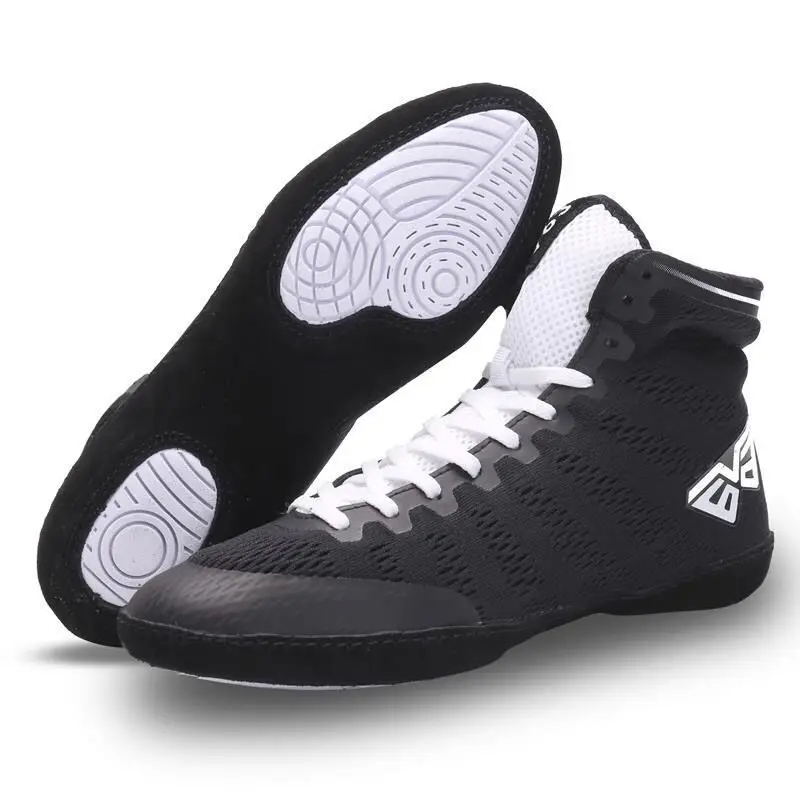 

New Breathable Training Wrestling Shoes Men White Black Light Weight Boxing Sneakers Flighting Wears Male Wrestling Sneakers