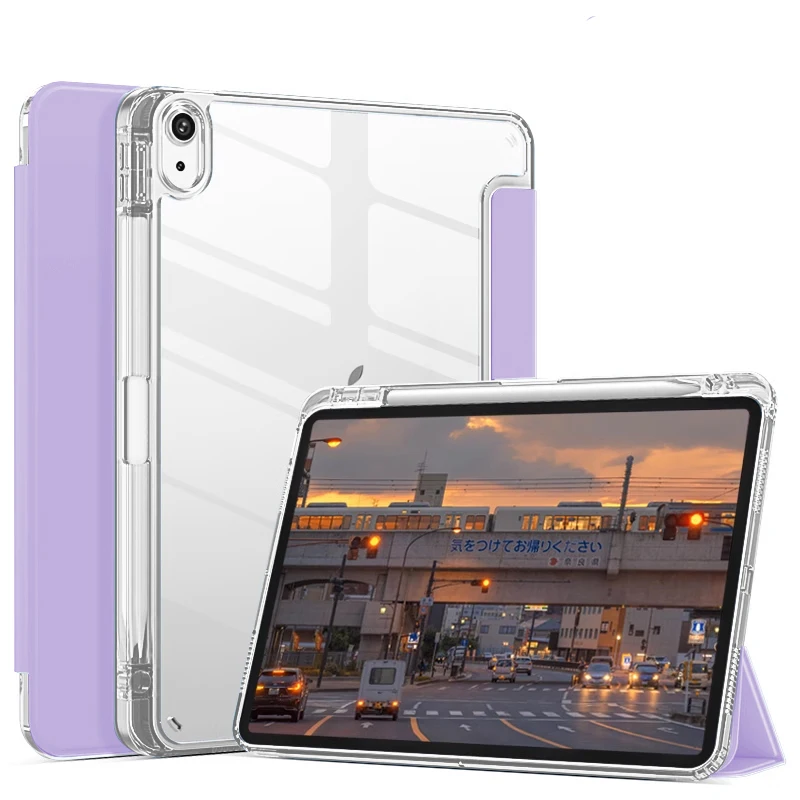 2024 iPad Mini Magnetic Tri-Fold PU Leather Protective Case with Pencil Holder