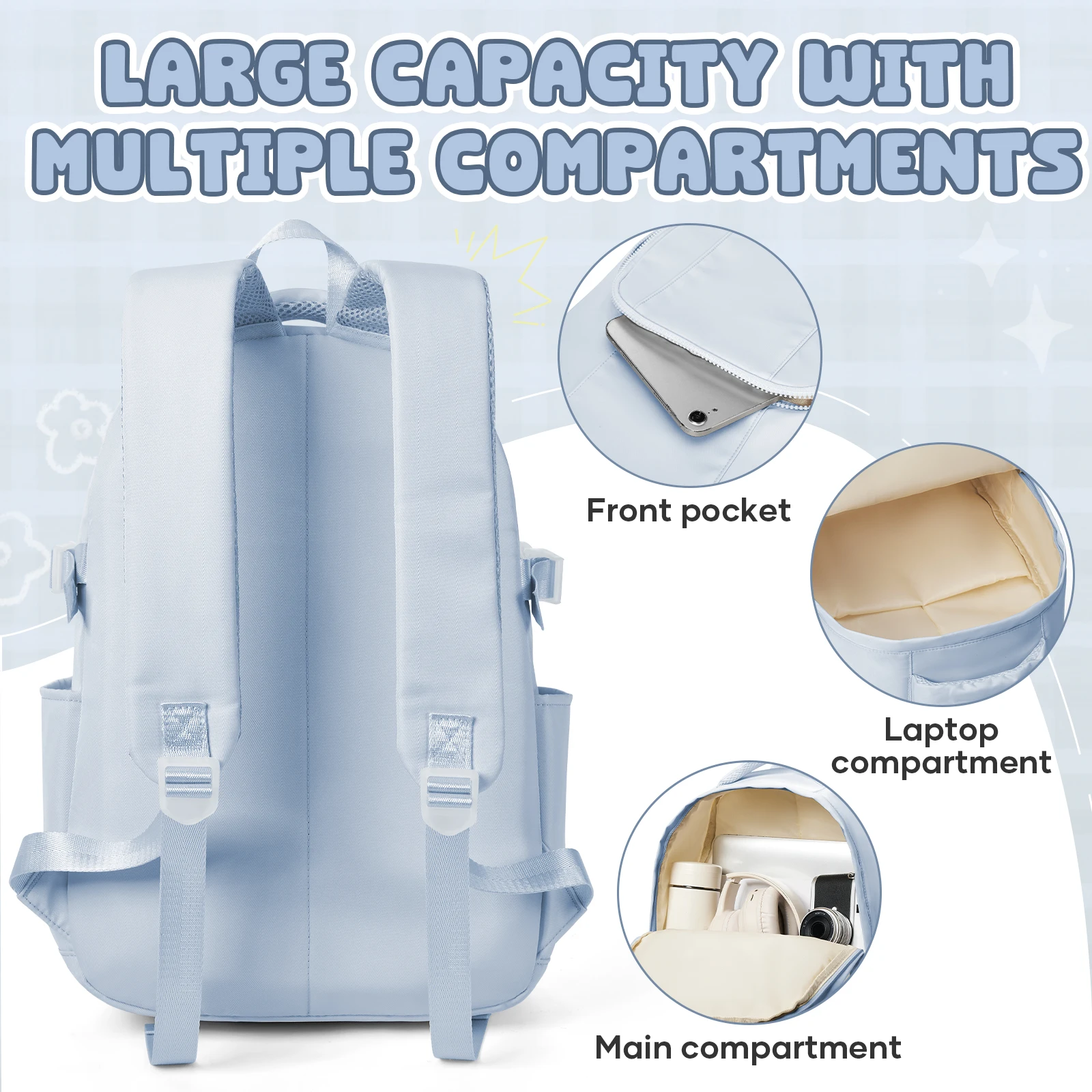 Casual Laptop Backpack for Men and Women, School Backpack for Boys and Girls, College Bookbag, Middle High School Teens Book Bag