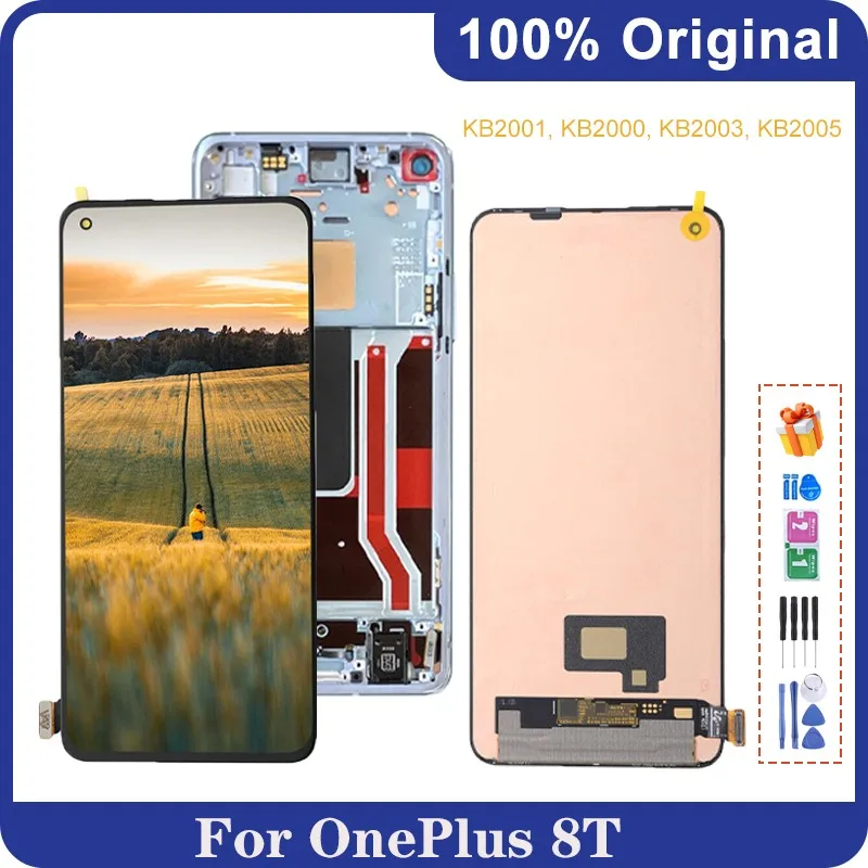 

6.55'' Original AMOLED For OnePlus 8T 1+8T LCD Touch Screen Digitizer Assembly For OnePlus 8T KB2001 KB2000 KB2003 LCD Display