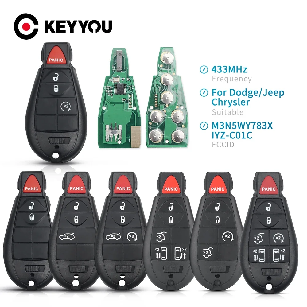 Keyyou 2 1 3 Pulsanti Smart Remote Car Key Per Dodge Grand Caravan Chrysler Town Per Jeep Cherokee M3N5Wy783X Iyz-C01C 433Mhz