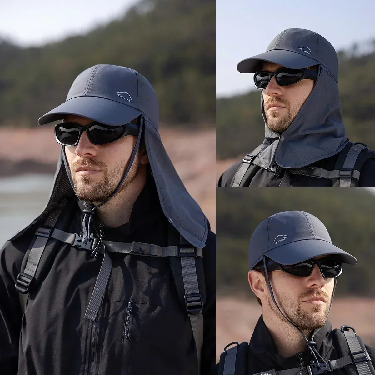 Baseball caps Men Summer Fishing Sun Protection Baseball Cap Quick Drying Waterproof Detachable Sun Cap Shawl Women Outdoor Bicycle Visor Nasi