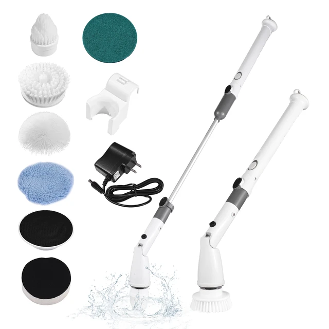 Electric Spin Scrubber, 5 in 1 Cordless Handheld Electric Cleaning Brush,  with 4 Replaceable Brush Heads, 2 Level Speeds for Kitchen Bathroom Wall  Window Floor 