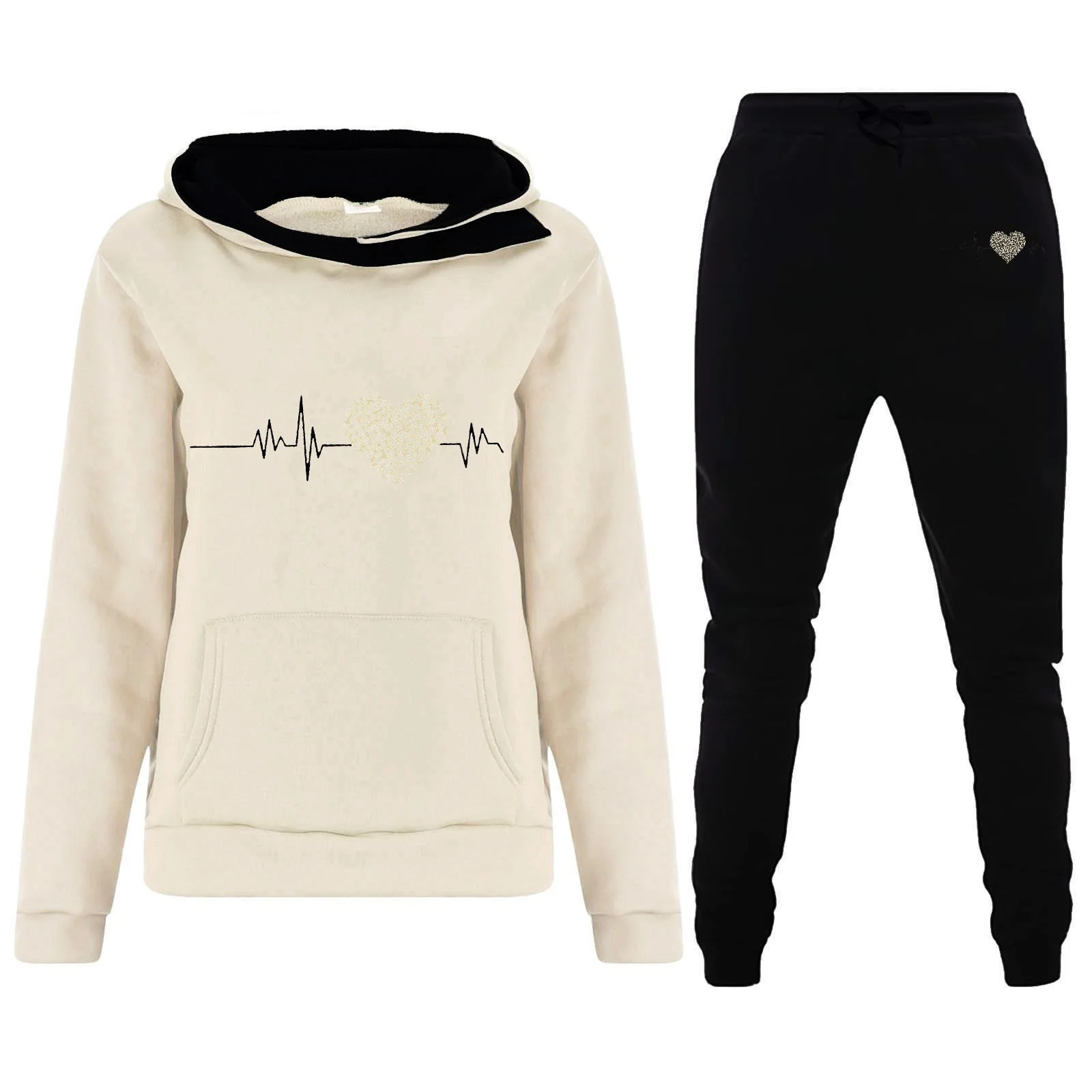 

Winter hoodie sport casual hoodie women's set ECG printed hoodie set