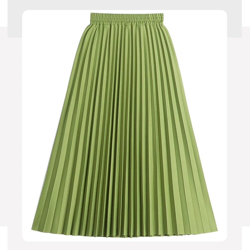 white pleated skirt Solid Color Large-swing Pleated Skirt Women's 2022 Spring New Elastic Waist Multi-color Elegant and Thin Mid-length A-line Skirt pencil skirt Skirts