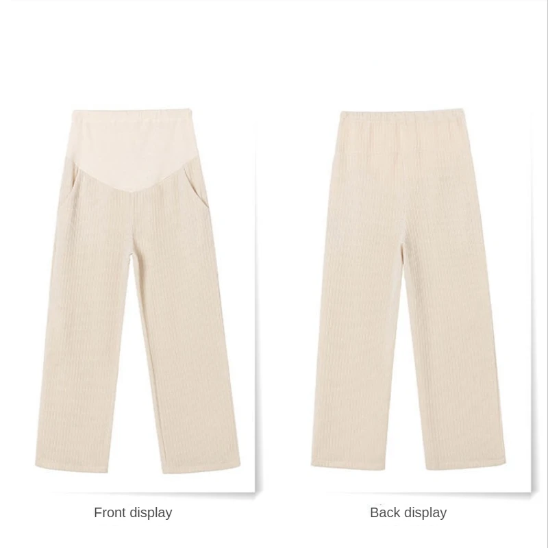 Corduroy Maternity Pants Wide Leg Loose Elastic Waist belly Pants Clothes for Pregnant Women Casual Pregnancy 6