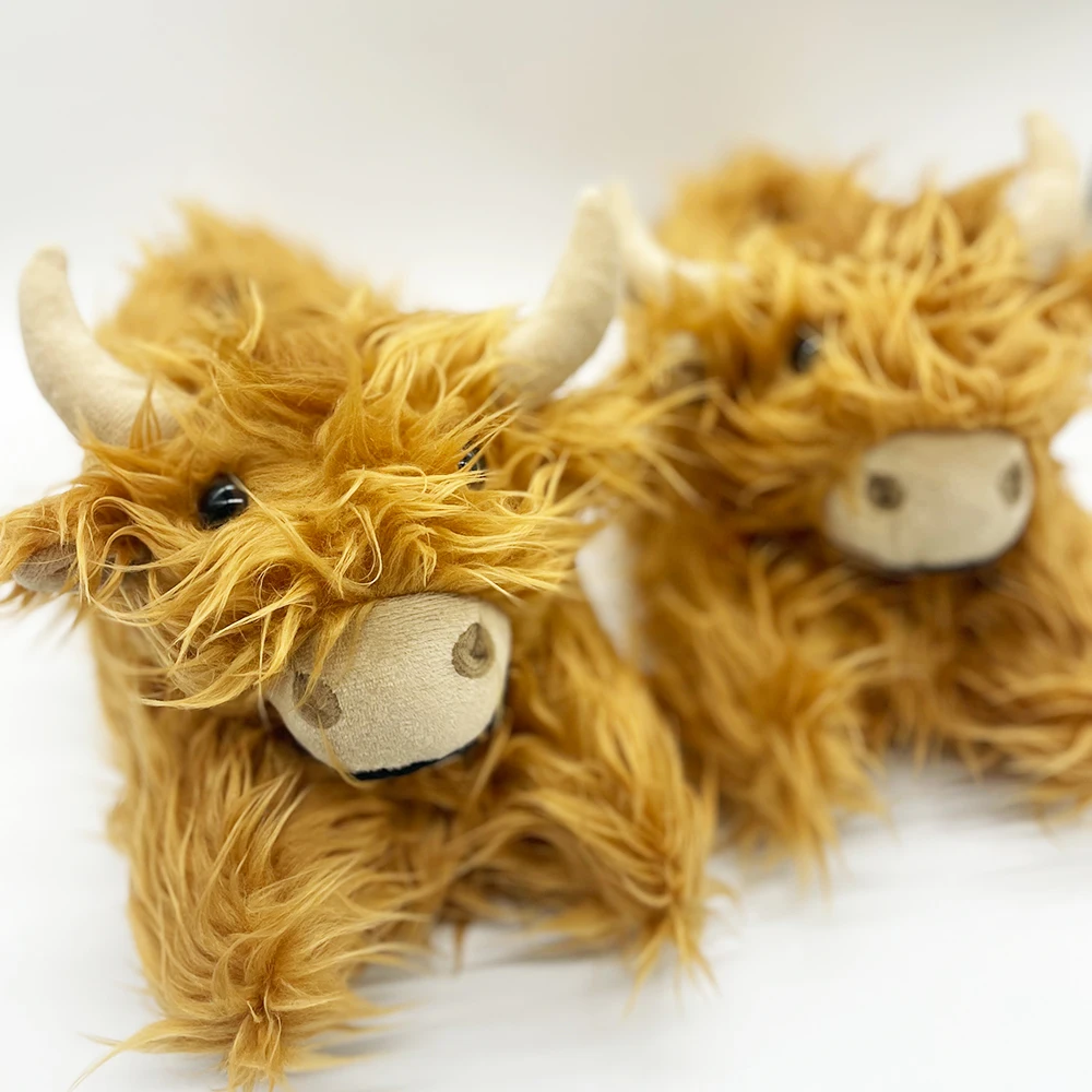 Highland Cow Slippers, Fluffy Plush, Cute Cow Design, Fuzzy Warm Indoor  Bedroom Shoes – ShoeWee