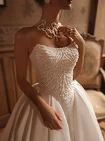 Princess Ball Gown: Custom Strapless Pearl Wedding Dress