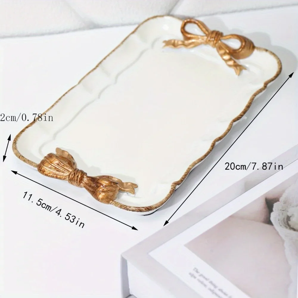 Piece Bow Tray Fruit Dessert Tray Resin Craft Cake Jewelry Storage Party Decoration Tableware Candy Organizer Tools storage tray,jewelry storage tray