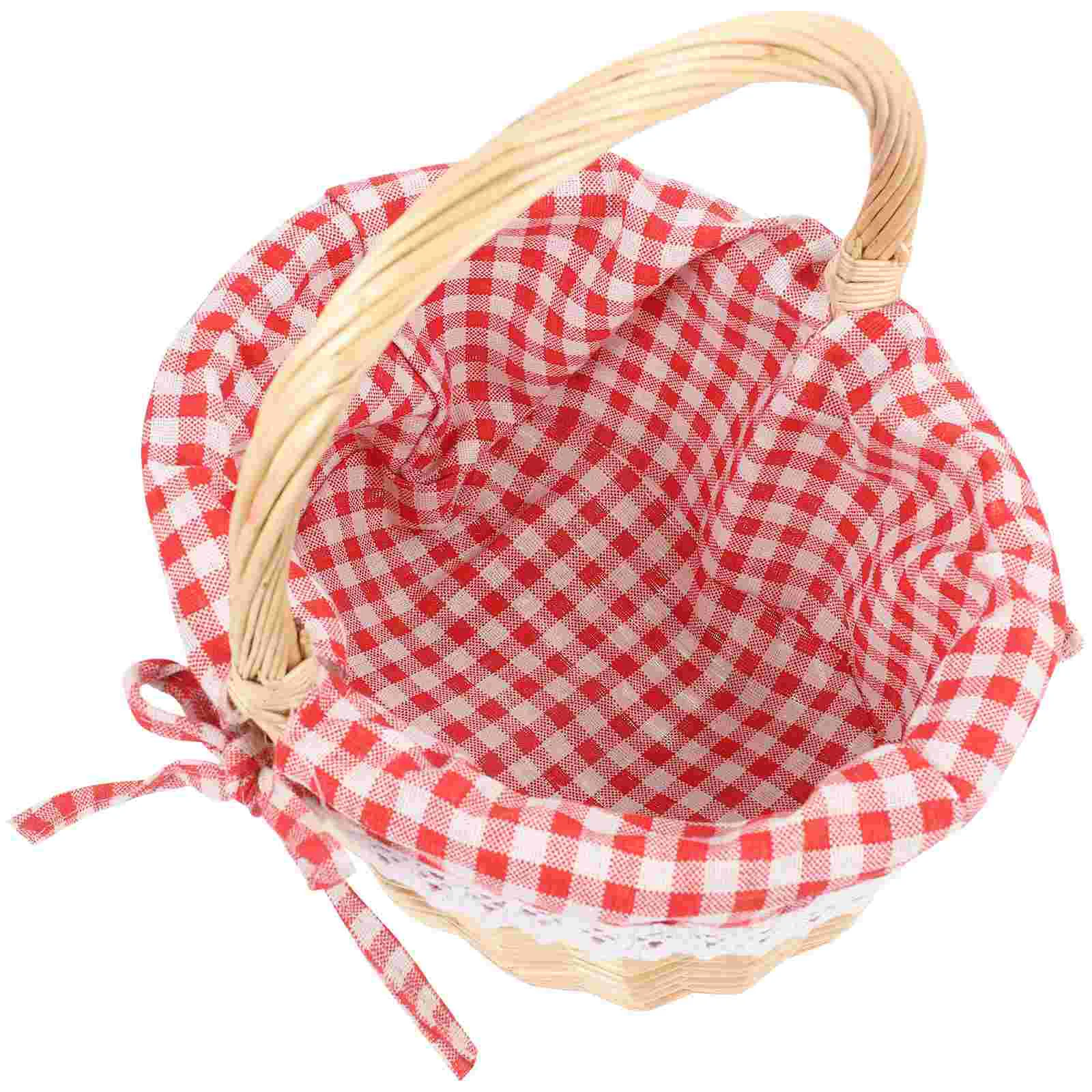 

Zerodeko Little Red Riding Hood Basket Hand Woven Picnic Bag Gift Basket Wicker Storage Basket Linen Inner Basket Storage