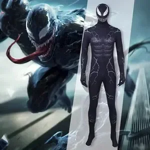 

Hot Toys Venom Symbiote Spiderman Superhero Cosplay Costume Bodysuit Zentai Second Skin Suit Men Party Jumpsuit