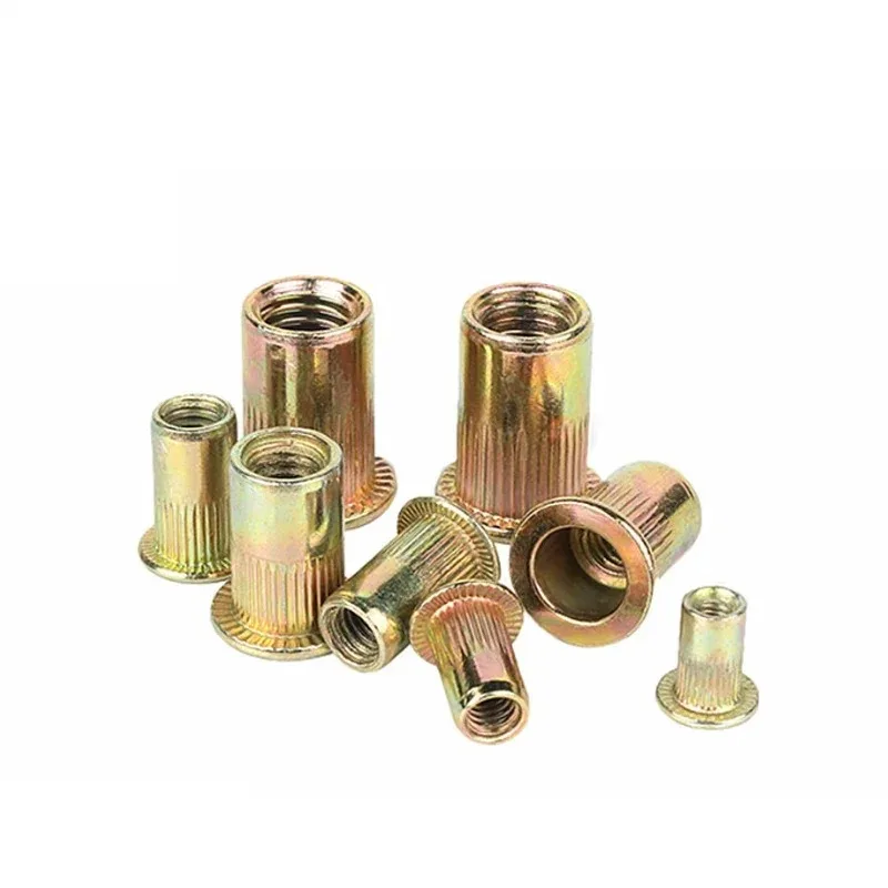 Rivet Nut Kit 100/165Pcs Zinc Plated Nuts Rivnut Flat Head Thread Rivets Inserted Into Nut Cap Rivet Nut Kit M3 M4 M5 M6 M8 M10 M12