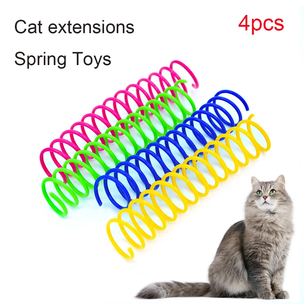 

4/8/12/16pcs Cat Large Color Plastic Spring Toy Beating Dog Samll Toy Interactive Funny Kitten Good Supplies Accessories Home
