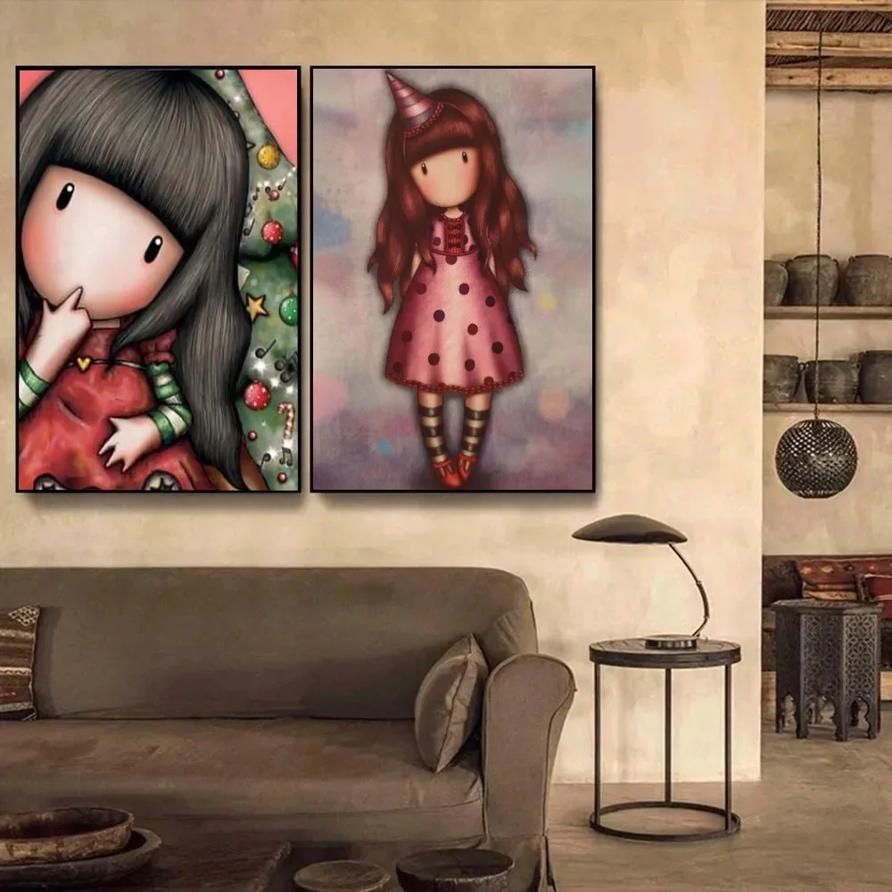 S-Santoro Girl G-Gorjuss Poster Kraft Club Bar Paper Vintage Poster Wall Art Painting Bedroom Study Big Szie Painting Stickers