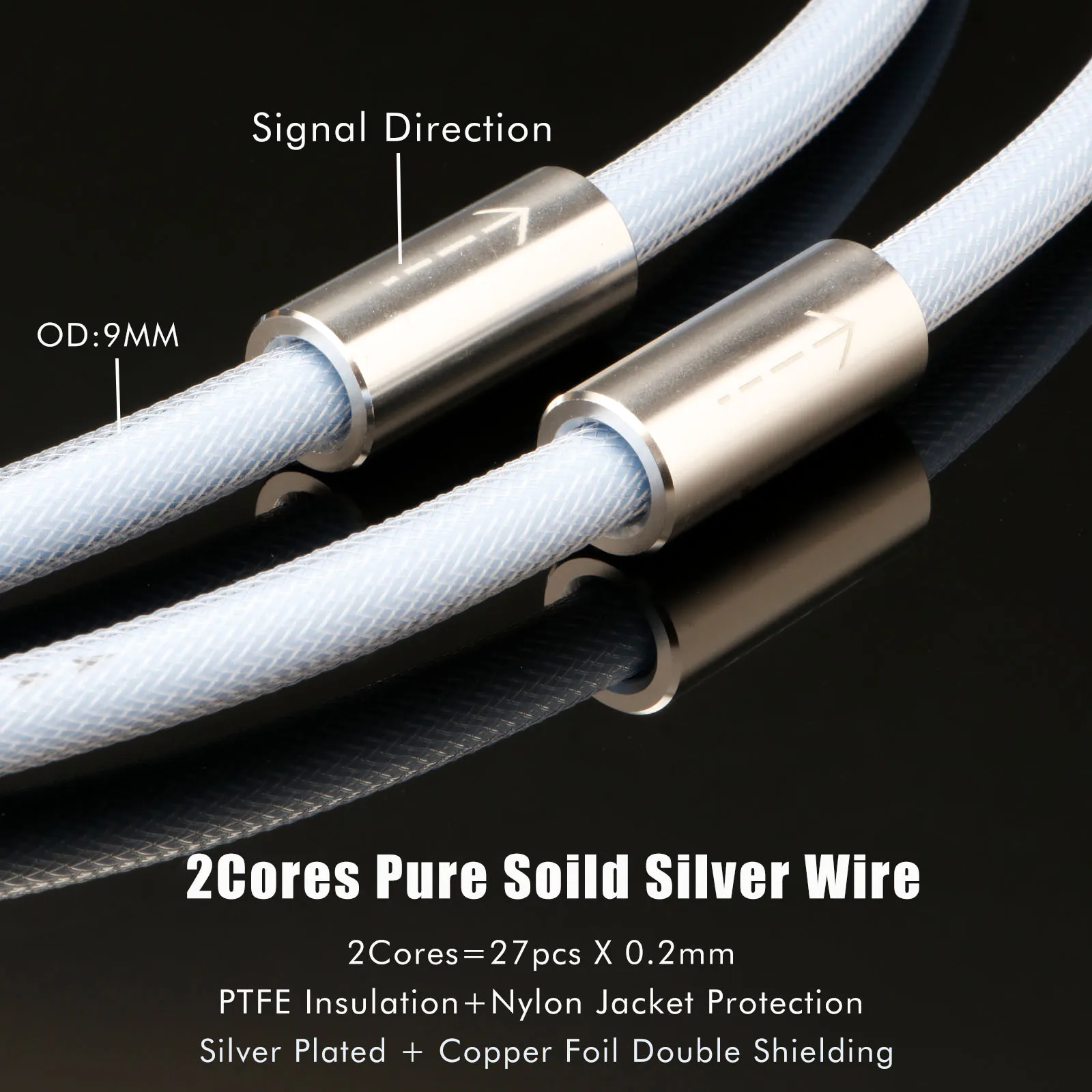 4N RCA-Kabel aus reinem Silber für hochwertige Audio-RCA-zu-RCA-Analogverbindungen. Video exetend Balance-Kabel für Vorverstärker – Detail 6