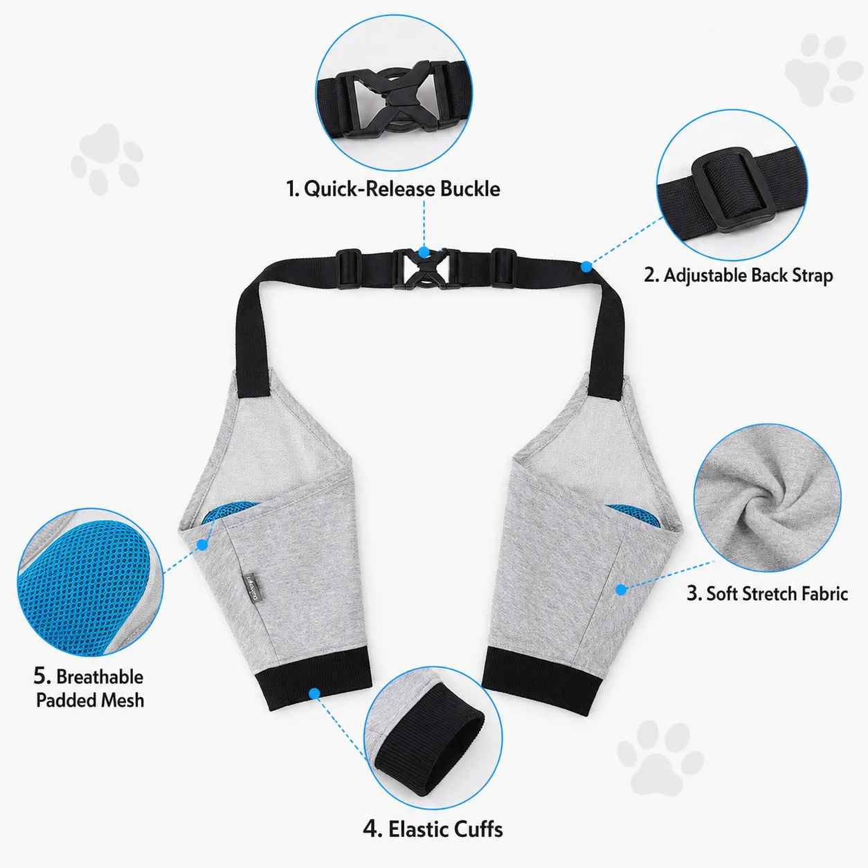 Adjustable Dog Elbow Protector with Padded Mesh Anti-Lick Guard