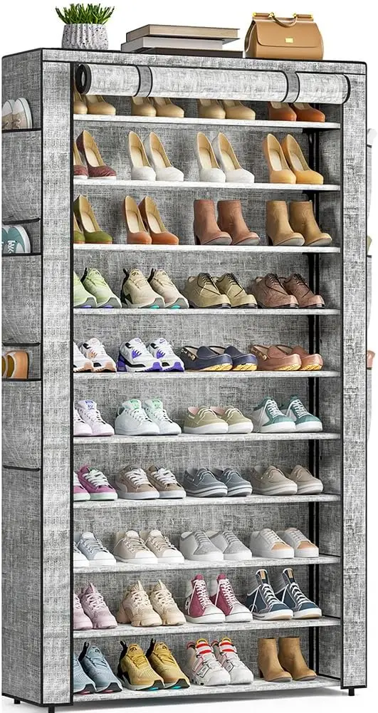 10-Tier Large Capacity Shoe Rack Holds 50-56 Pairs, Free Standing Storage Cabinet for Entryway and Closet