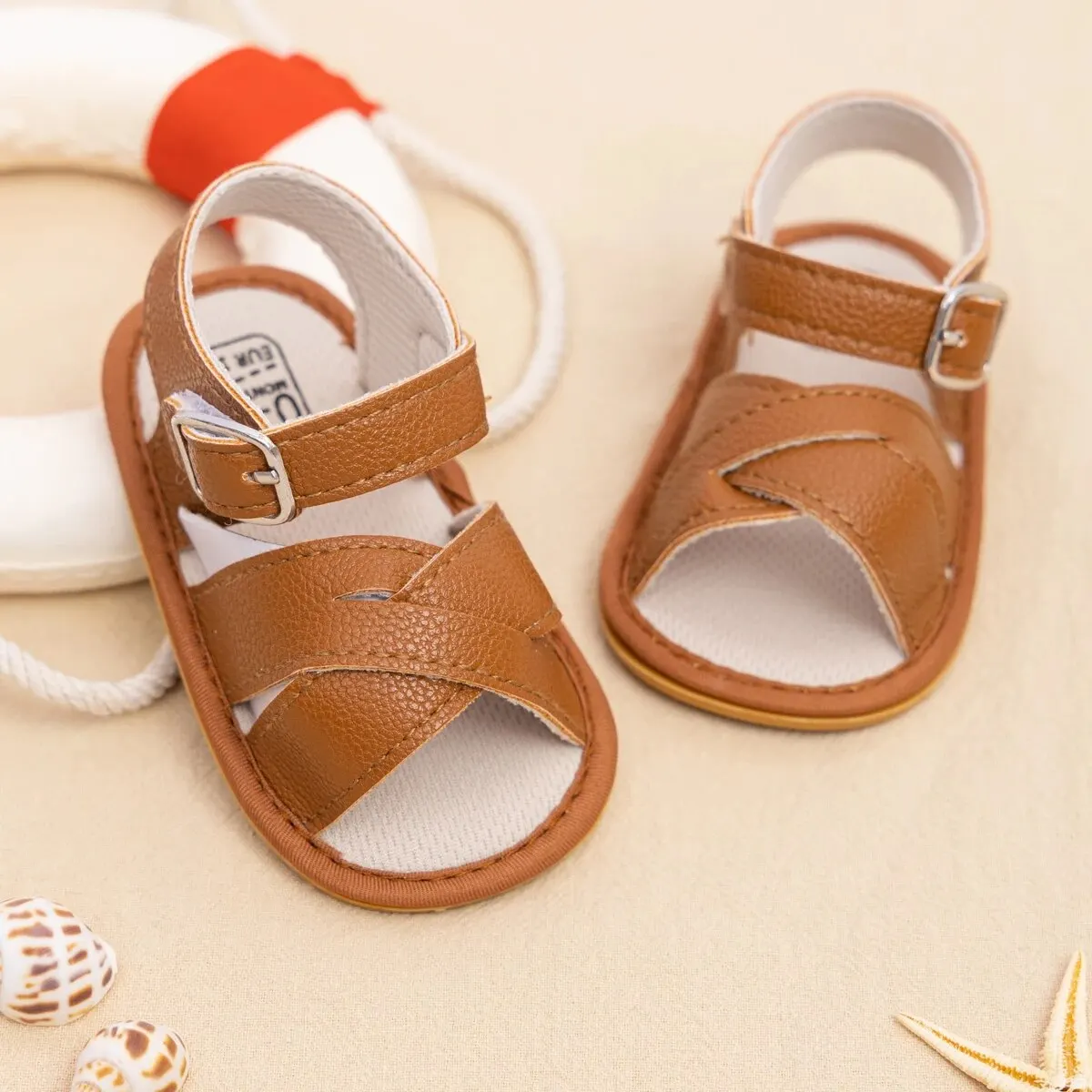 Meckior Newborn Baby Sandals Flats PU Leather Rubber Sole Anti-Slip First Walker Toddler Baby Girl Shoes Summer Infant Shoes kids shoes sandals baby sandals