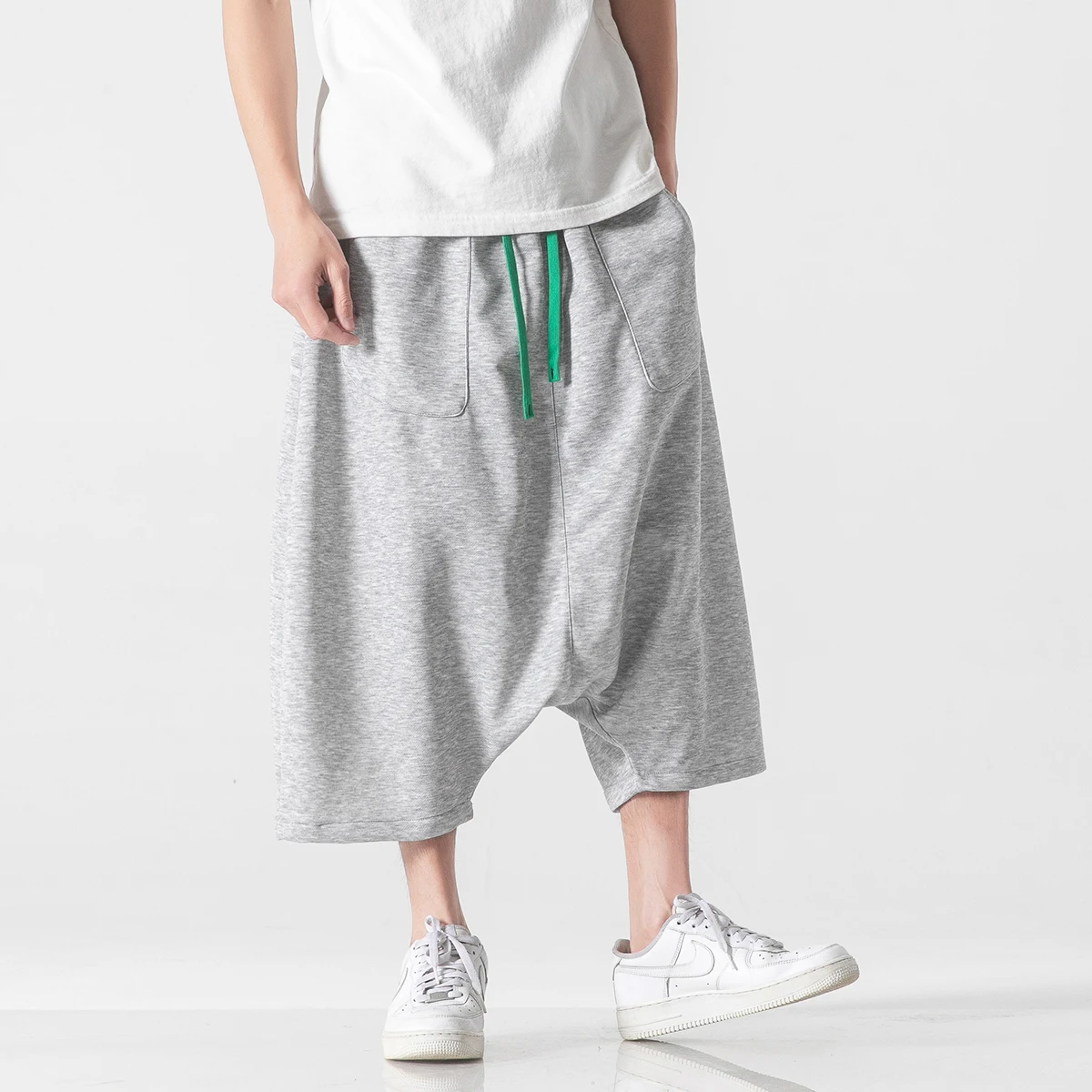 Men Chinese Style Wide-Leg Pants Men Hanging Crotch Hip Hop Bloomers Skirt Pants Ancient Male Loose Kung Fu Calf Lenght Trousers wide leg pants wide leg sweatpants