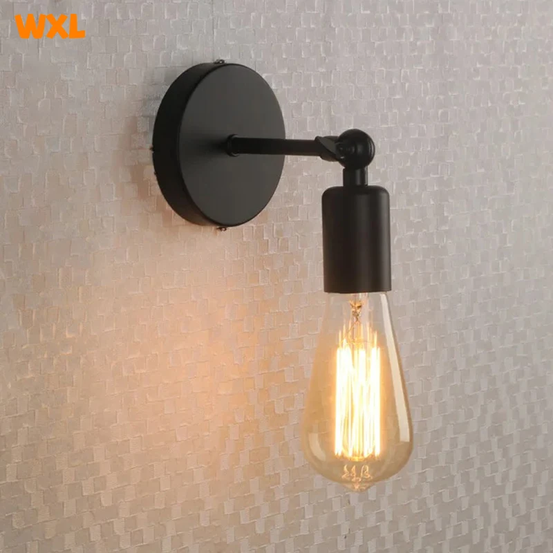 블랙 레트로 산업 빈티지 실내 벽 램프, LED 계단 조명, AC85-AC265V 철제 복도 침대 옆 벽 조명