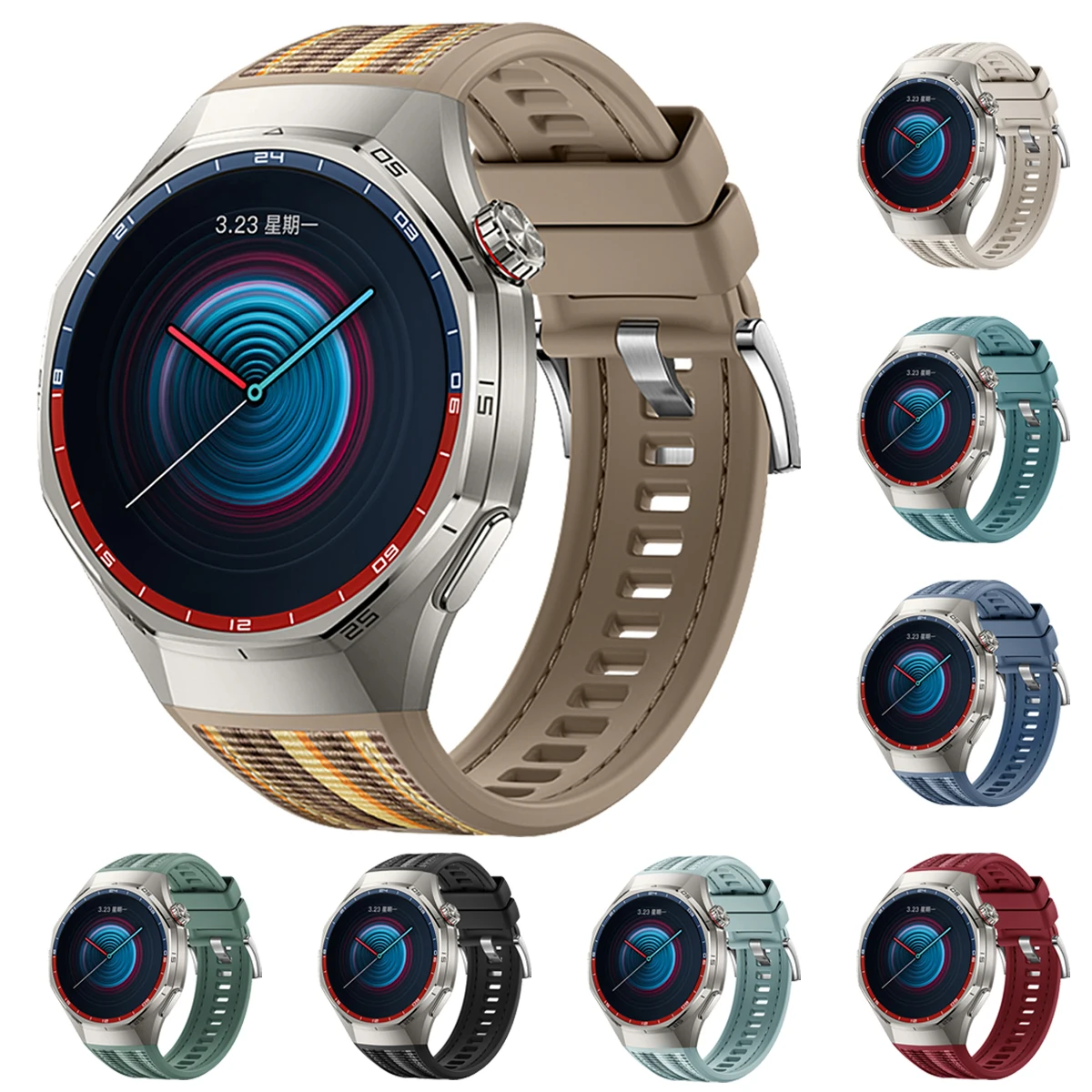 Premium Sports Silicone Nylon Woven Strap for Huawei Watch GT6 Pro 46mm