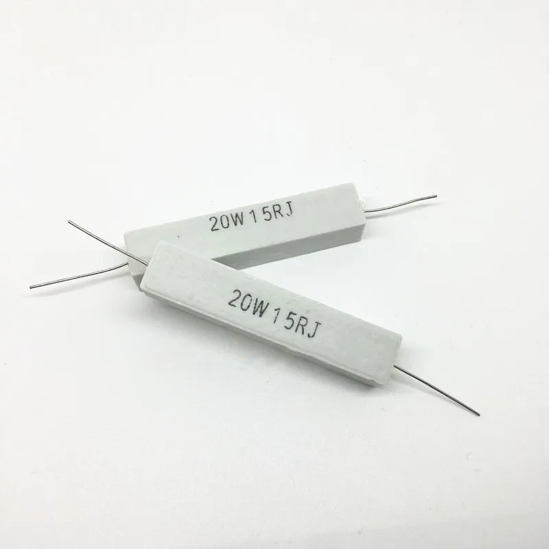 5pcs 20W 5% Horizontal Cement Resistor 0.1~ 100K 0.1R 0.5R 1R 10R 100R 0.22 0.33 0.5 1 2 5 8 10 15 20 25 30 100 1K 10K ohm cement resistor