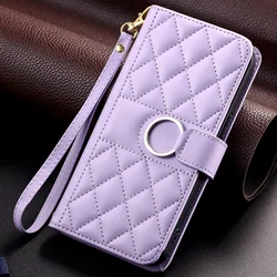 Elegant Leather Wallet Case with Flip Cover and Phone Holder - iPhone 6 6 S 7 8 (Purple)