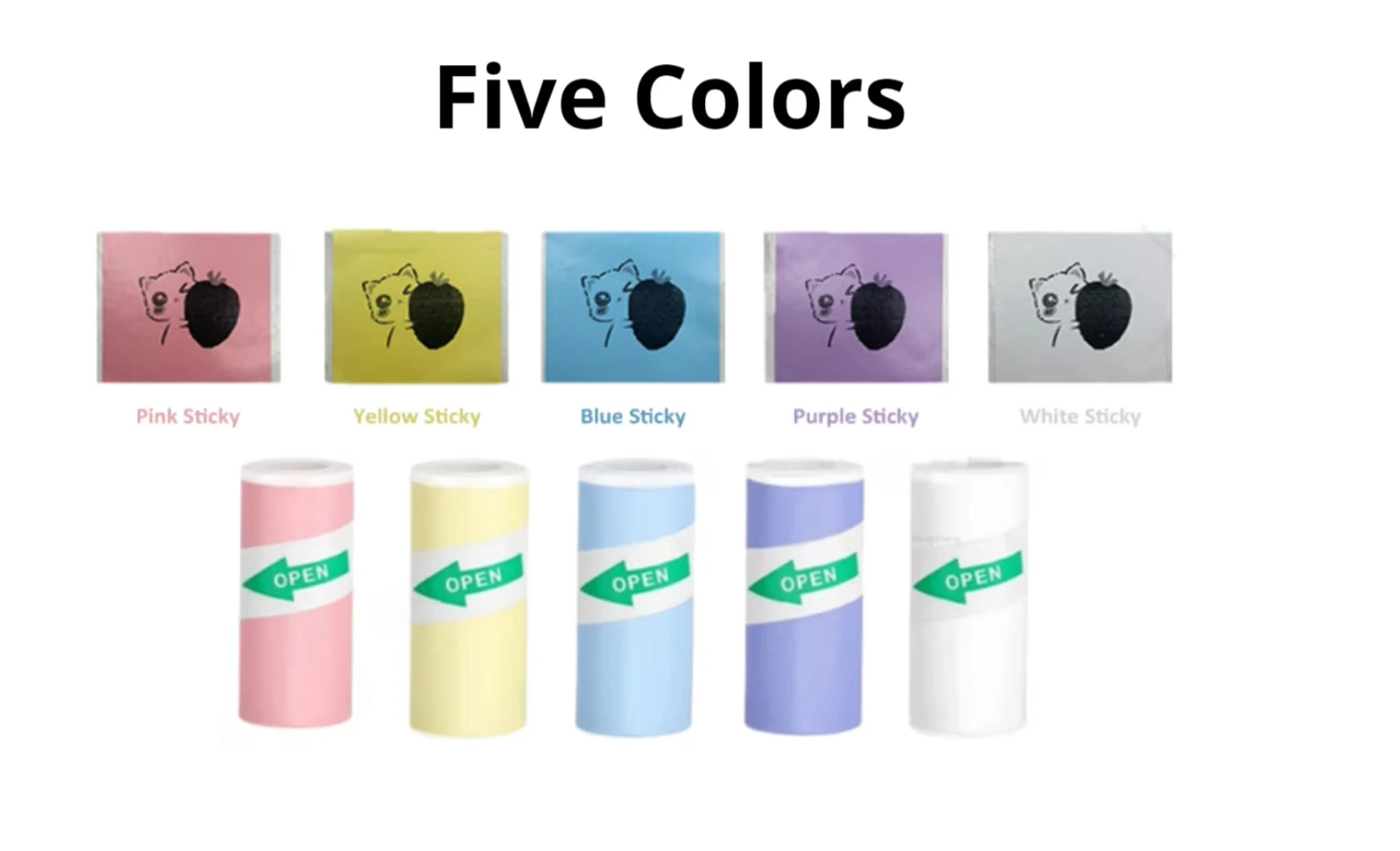 어린이용 5색 감열지 57x25mm - BPA 프리, 카메라/프린터 및 DIY 라벨 등에 사용 가능한 자가 접착식
