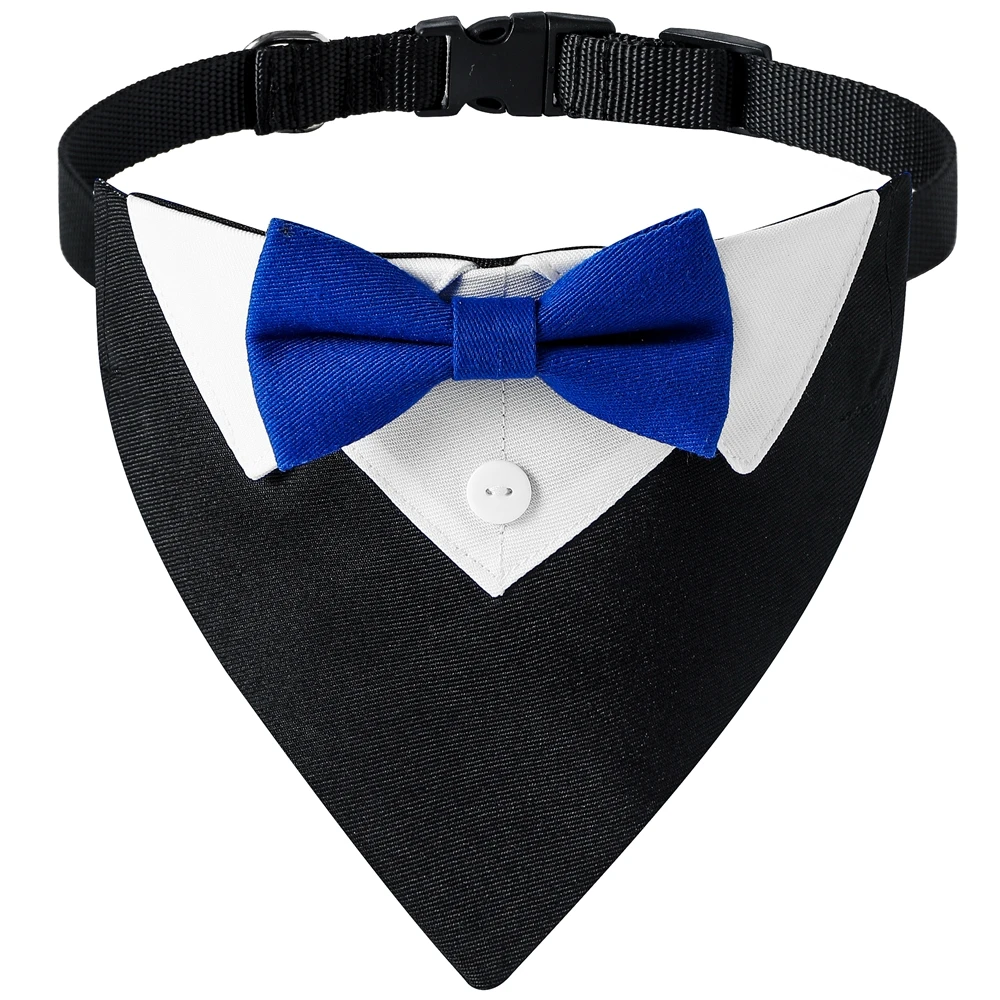 Sucado Bow Tie Dog Collar Tuxedo Bandana Adjustable Formal Puppy Triangle Neck Wear for Wedding Birthday Dress-up Cosplay Party 2