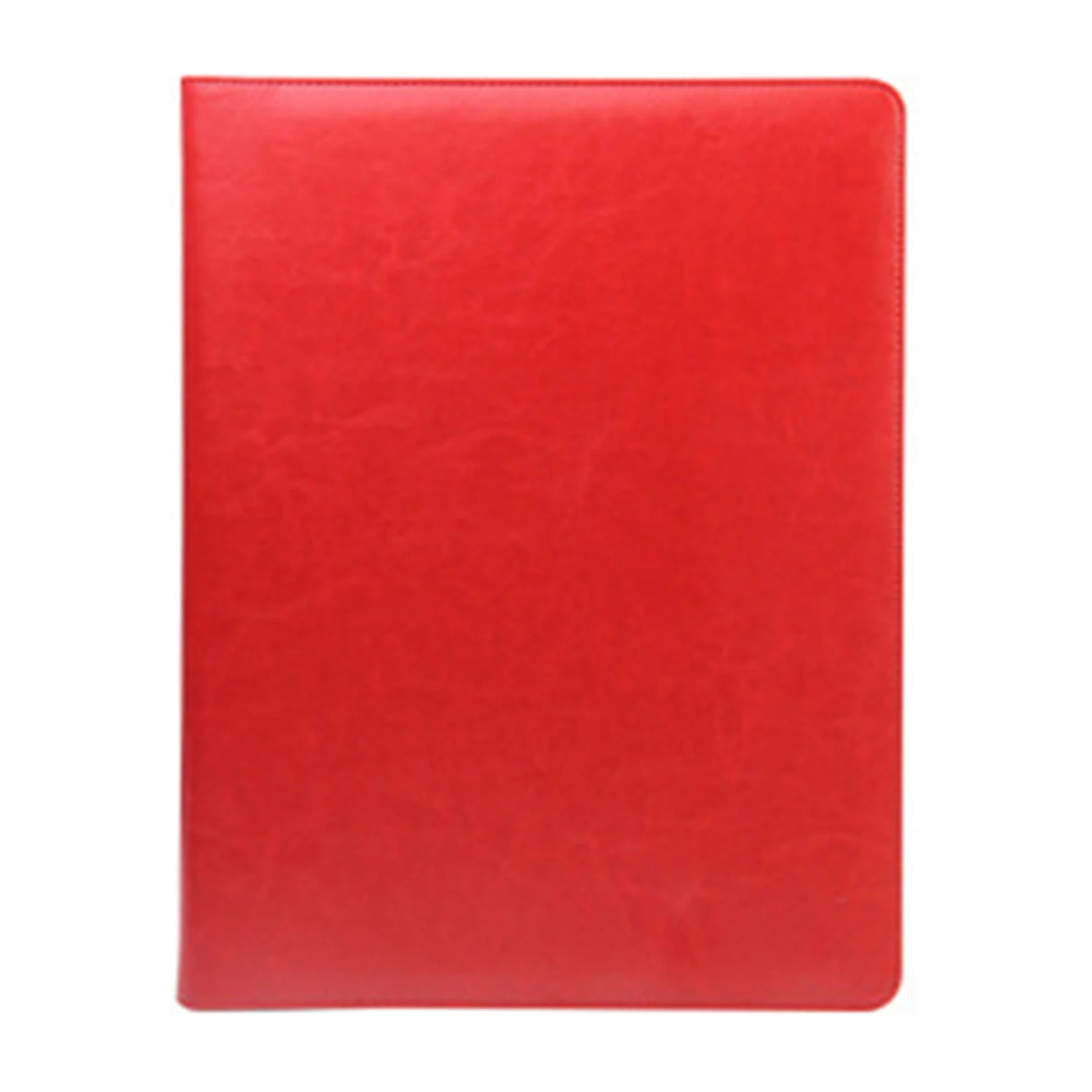 

A4 Folder with 12-Digit Calculator Binder Organizer Manager Office Document Pad PU Leather Folder Briefcase (Red)