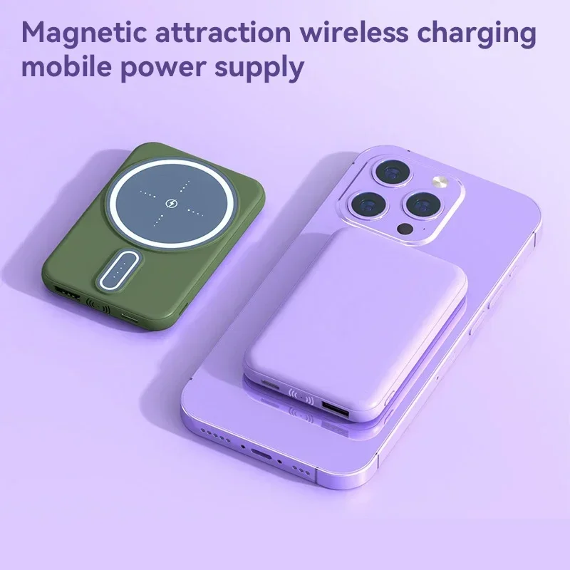 New Mini 50000mAh Portable Magnetic Wireless Power Bank Fast Charging Charger External Battery For IPhone Xiaomi Samsung 2024