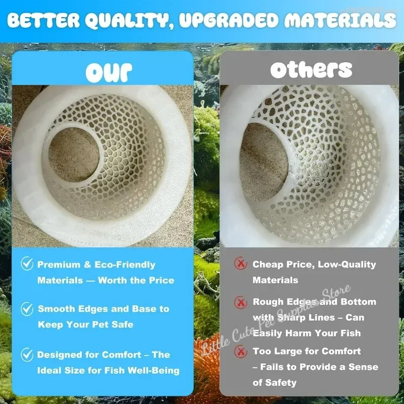 Aqaurium Floating Cave Fish Shrimp Hideout Shelter 3-in-1 Hammock Feeding Ring & Resting Spot for Betta Small Aquatic Pets