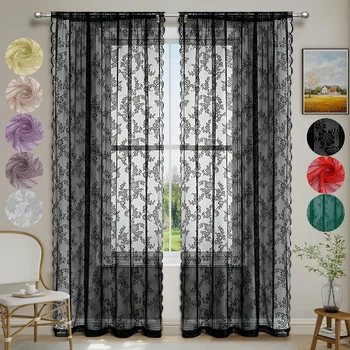 Romantic Floral Lace Sheer Curtain 1
