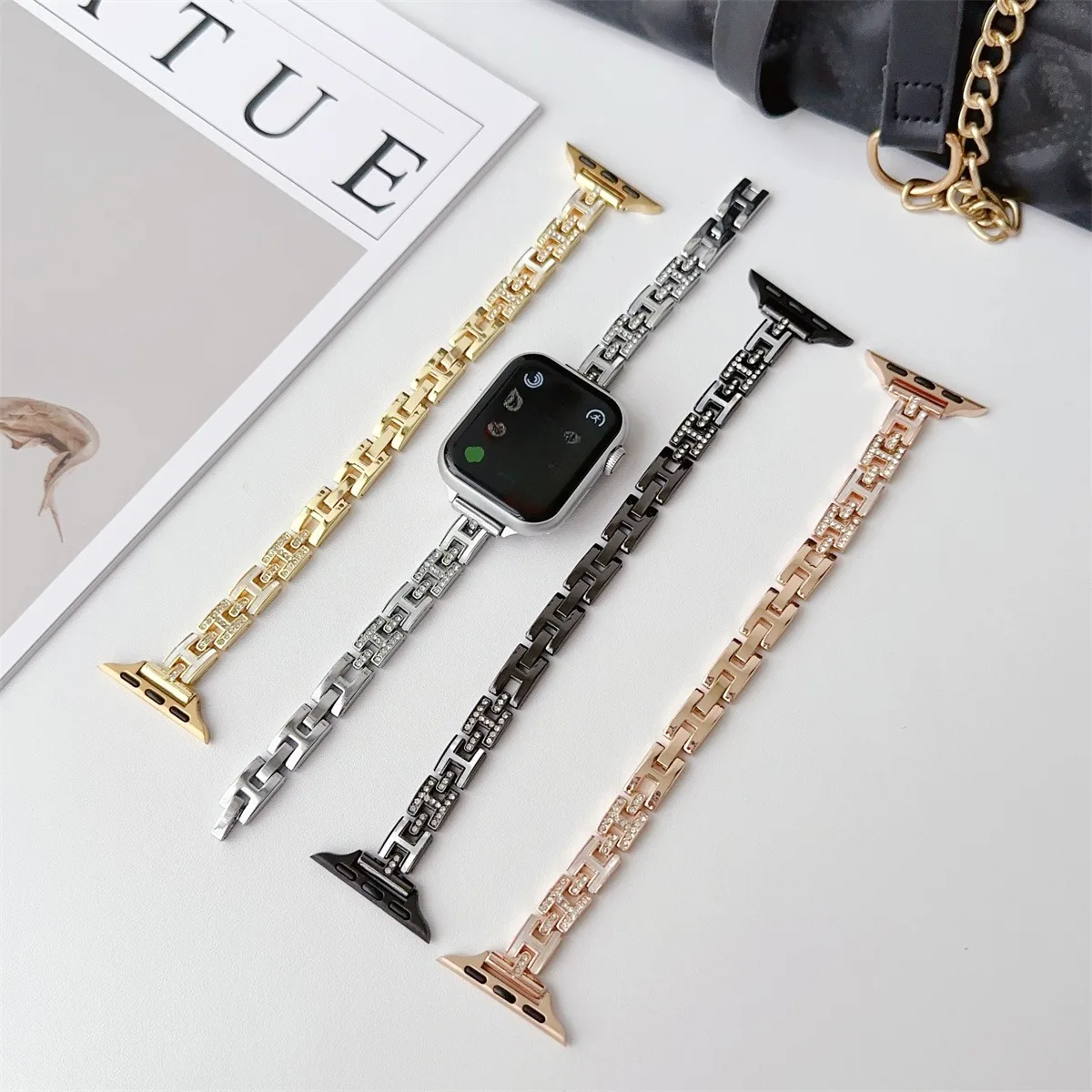 Watch Band For iWatch 42/44/45/46/49mm 38/40/41mm Metal Fashion Watch Strap For Watch Series Ultra2 Series 10/9/8/7/6/5/4/3/2/1_voghion.com