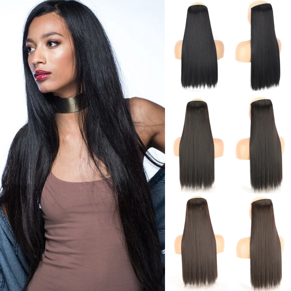 Azqueen Synthetic Long Straight Hair Extension One Piece 5 Clips High
