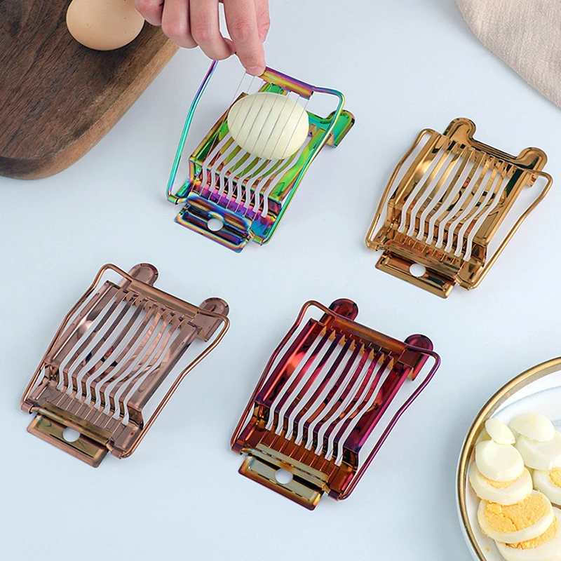 Egg Cutter Egg Separator Stainless Steel Fancy Egg Cutter Multifunctional Household Egg Slicing Divider Manual Separator Kitchen Utensils Gadgets