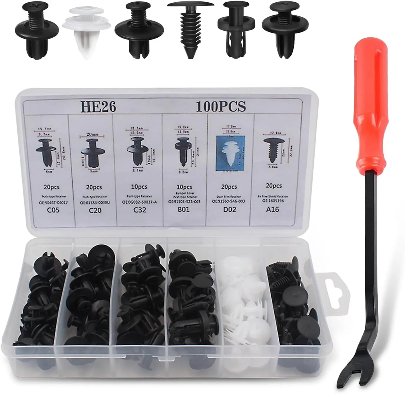 

100 шт. зажимы для бампера, автомобильные зажимы, пластиковые заклепки, крепежи, комплект фиксаторов с автоматическим нажимным штифтом, набор заклепок с крепежным устройством