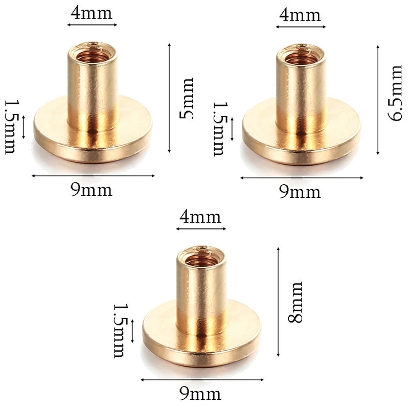 Rivets à vis en métal pour bagages, cuir, artisanat en métal, Double tête  ronde incurvée, vêtements/sac/chaussures/ceinture/sangle, vis de livre 10