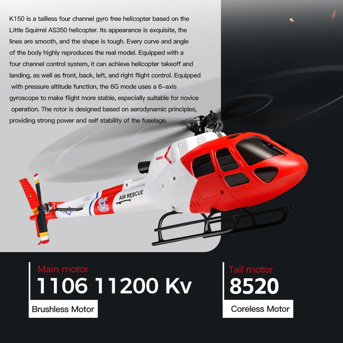 WLtoys K150 새로운 브러시리스 모터 RC 헬리콥터, 4채널, 6축 자이로스코프 헬리콥터, 모델 장난감, 소년을 위한 선물