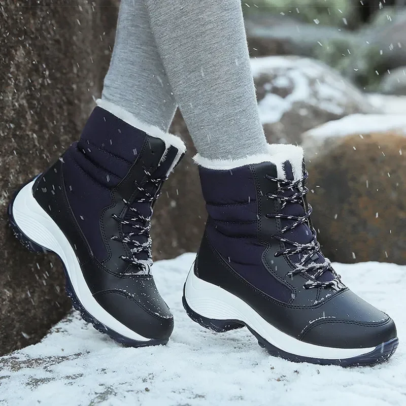Women’s Winter Fleece-Lined Thicker Non-Slip Cotton-Padded Outdoor Mid-Boots