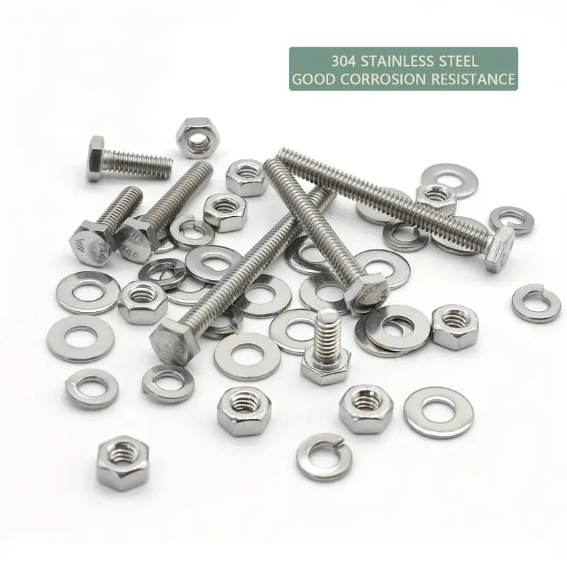 200 stainless steel nuts and bolts 1/4-20 X 1/2", 3/4", 1 ", 1-1/2", 2", 2-1/2", 3 ", stainless steel hexagon bolts and nuts,.