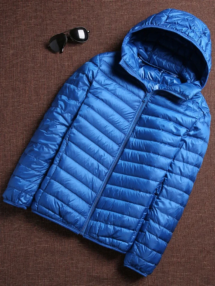 

Korean Streetwear Feather Coat Hooded Down Jacket Warm Men Clothes Spring Autumn Fashion Brand Ultra Light Duck Down Jacket Mens